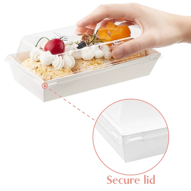 Alt view image 3 of 7 - Charcuterie Boxes with Clear Lids, 7.5x3.3 Inches, 100 Pack, White To Go Paper Food Containers, Disposable Bakery Treat Boxes, For Desserts, Cookie, Pastry, Sandwich, Cupcakes, Strawberries
