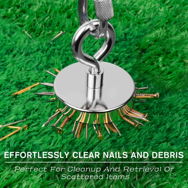 Alt view image 5 of 7 - Fishing Magnet, 700 lbs Strong Heavy Duty Magnet with Hooks Strong Magnets, 3 in Diameter, Single-Sided Design for Tool Room, Hanging Heavy Items, Fishing