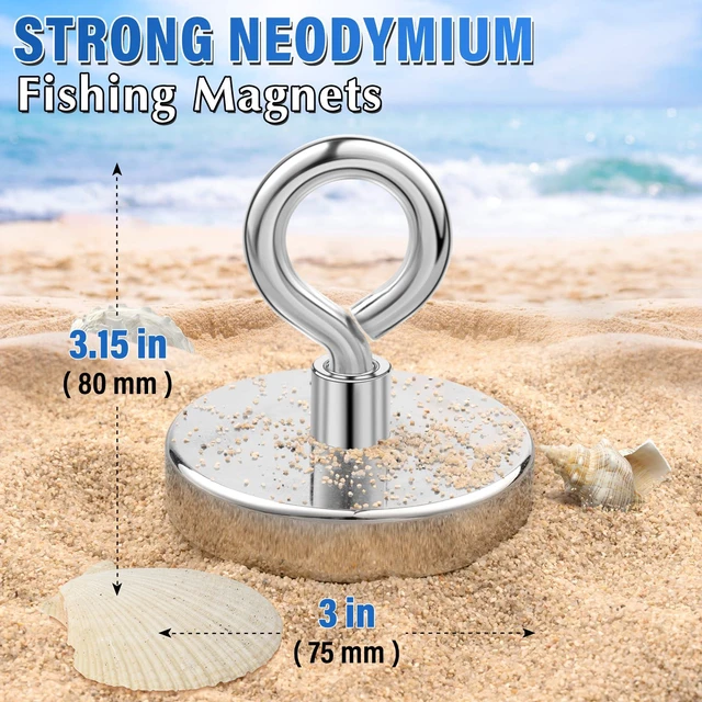 Alt view image 6 of 7 - Fishing Magnet, 700 lbs Strong Heavy Duty Magnet with Hooks Strong Magnets, 3 in Diameter, Single-Sided Design for Tool Room, Hanging Heavy Items, Fishing