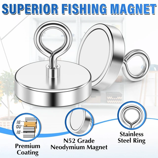 Alt view image 7 of 7 - Fishing Magnet, 700 lbs Strong Heavy Duty Magnet with Hooks Strong Magnets, 3 in Diameter, Single-Sided Design for Tool Room, Hanging Heavy Items, Fishing