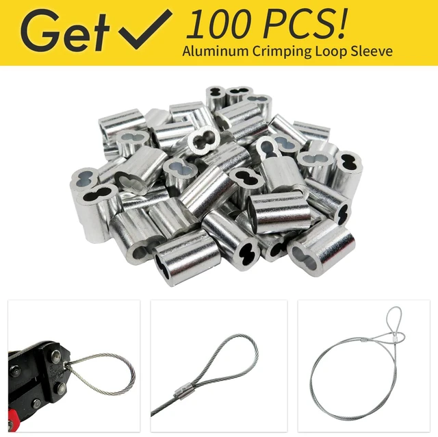 Alt view image 4 of 7 - 1/16 Wire Rope, 200FT 304 Stainless Steel Cable with 100Pcs Crimp Sleeves, Aircraft Grade, 7x7 Strand, 368lbs Breaking Strength, for Garden Trellis, Clothesline, Railing,Trellis