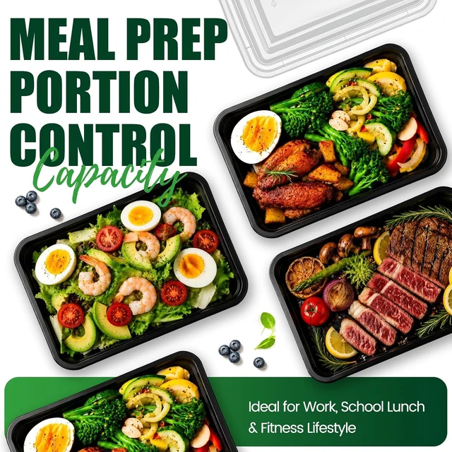 Alt view image 3 of 7 - Meal Prep Containers with Lids 16oz 50 Pack Leakproof Reusable Food Storage Containers Airtight Microwave Freezer Safe Stackable Bento Lunch Boxes Ideal for Takeout