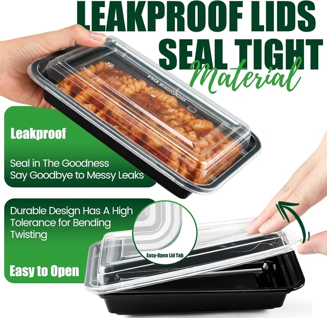 Alt view image 5 of 7 - Meal Prep Containers with Lids 16oz 50 Pack Leakproof Reusable Food Storage Containers Airtight Microwave Freezer Safe Stackable Bento Lunch Boxes Ideal for Takeout
