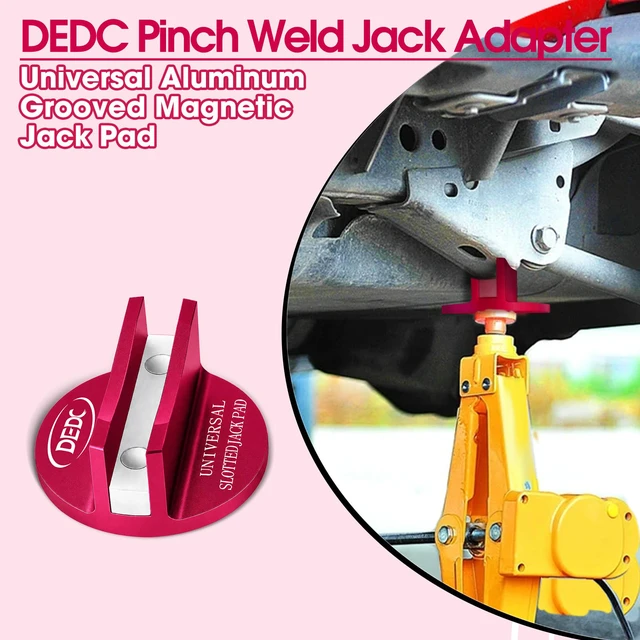Alt view image 2 of 7 - Pink Universal Aluminum Pinch Weld Jack Pad with Grooved Magnetic Jack Adapter & Frame Protector for Oil Change Tire Change, Fits Car SUV Truck Pickup Sedan MPV Wagon, Garage Mechanic Tools