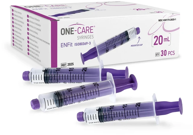Main image of Syringes 20ml ENFit-type with Mounted Cap, Sterile Feed, Lab 30/bx Blister-Packed, Accurate Measurement, Precise Graduation for Optimal Liquid Dosing, Stable Plunger with Safe Backstop