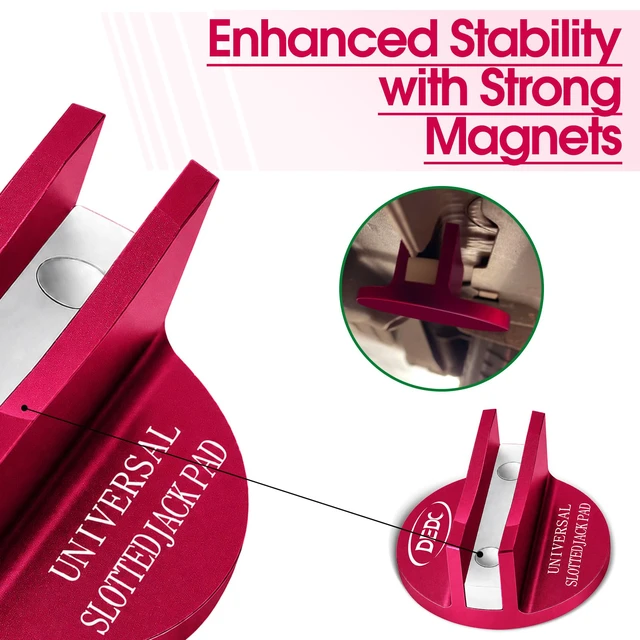 Alt view image 5 of 7 - Pink Universal Aluminum Pinch Weld Jack Pad with Grooved Magnetic Jack Adapter & Frame Protector for Oil Change Tire Change, Fits Car SUV Truck Pickup Sedan MPV Wagon, Garage Mechanic Tools