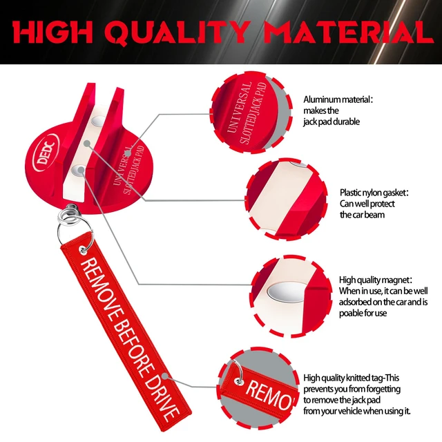 Alt view image 4 of 7 - 2Pcs Red Universal Aluminum Magnetic Grooved Pinch Weld Jack Pad Frame Rail Jack Pad Adapter for Tire Changes and Oil Changes, Fits Pickup Car Sedan MPV Wagon, DIY Mechanics Home Garages