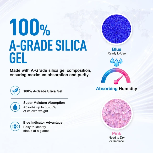 Alt view image 4 of 7 - 4LBS Premium Moisture Indicating Silica Gel Desiccant Beads (Blue) Rechargeable, Industry Standard Bead Size 3 to 5mm