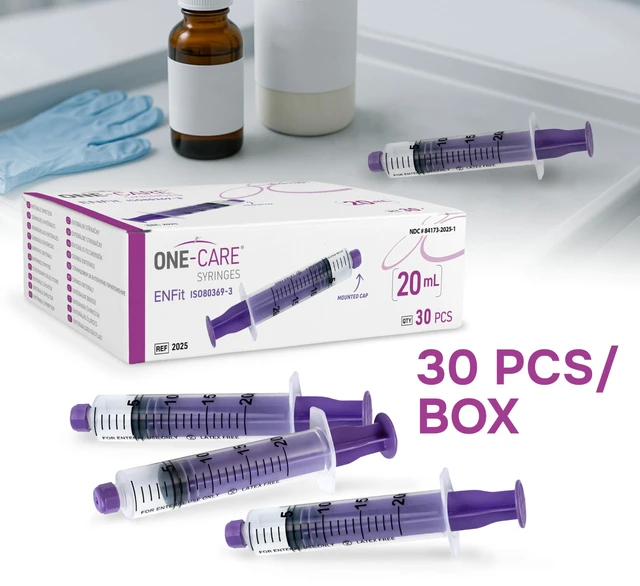 Alt view image 6 of 7 - Syringes 20ml ENFit-type with Mounted Cap, Sterile Feed, Lab 30/bx Blister-Packed, Accurate Measurement, Precise Graduation for Optimal Liquid Dosing, Stable Plunger with Safe Backstop