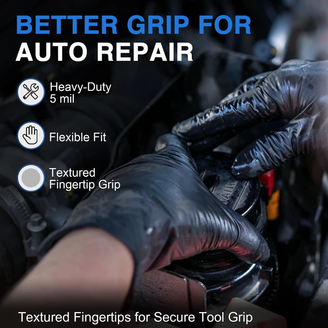 Alt view image 6 of 6 - Black Nitrile Gloves, Gloves Disposable Latex Free, Powder Free 5-Mil, Medical Exam Glove, Food Safe Gloves, Cooking Gloves, Cleaning Gloves (Large, 100)