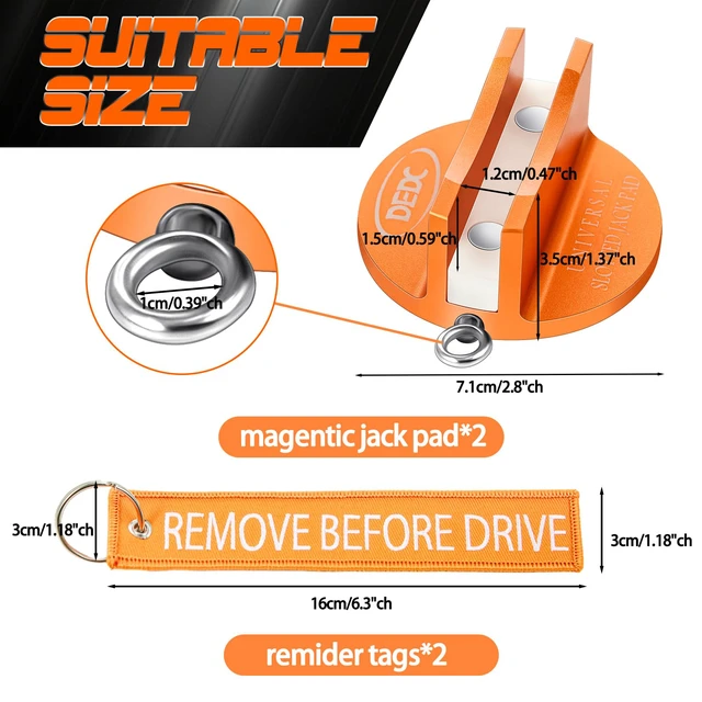 Alt view image 2 of 7 - 2Pcs Orange Universal Aluminum Magnetic Grooved Pinch Weld Jack Pad Frame Rail Jack Pad Adapter for Tire Changes and Oil Changes, Fits Pickup Car Sedan MPV Wagon, DIY Mechanics Home Garages