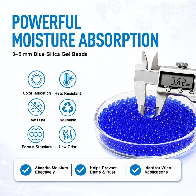 Alt view image 6 of 7 - 4LBS Premium Moisture Indicating Silica Gel Desiccant Beads (Blue) Rechargeable, Industry Standard Bead Size 3 to 5mm