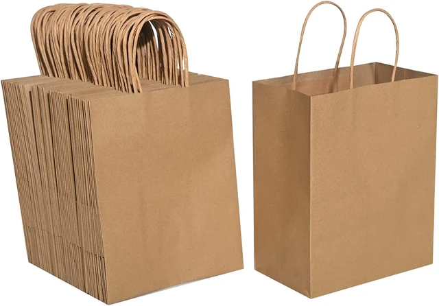 Alt view image 6 of 6 - 57 Lb Large Kraft Paper Grocery Bags with Handles 100 Count - 12 x 17 x 7 - Durable, Reusable & Eco-Friendly Shopping Bags, Brown Kraft Take-Out Bags for Retail, To-Go, Any Occasion