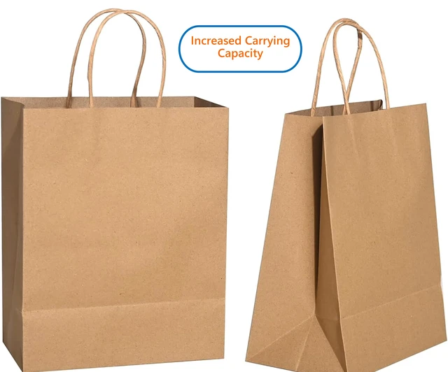 Alt view image 3 of 6 - 57 Lb Large Kraft Paper Grocery Bags with Handles 100 Count - 12 x 17 x 7 - Durable, Reusable & Eco-Friendly Shopping Bags, Brown Kraft Take-Out Bags for Retail, To-Go, Any Occasion