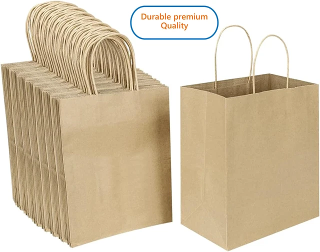 Alt view image 4 of 6 - 57 Lb Large Kraft Paper Grocery Bags with Handles 100 Count - 12 x 17 x 7 - Durable, Reusable & Eco-Friendly Shopping Bags, Brown Kraft Take-Out Bags for Retail, To-Go, Any Occasion