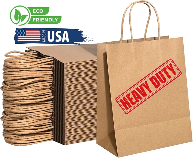 Alt view image 5 of 6 - 57 Lb Large Kraft Paper Grocery Bags with Handles 100 Count - 12 x 17 x 7 - Durable, Reusable & Eco-Friendly Shopping Bags, Brown Kraft Take-Out Bags for Retail, To-Go, Any Occasion