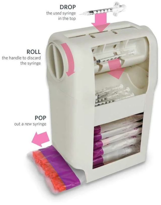 Alt view image 3 of 7 - UltiGuard Safe Pack U-40 Pet Insulin Syringes, 3/10cc, 29G x 1/2", 100 Ct VetRx All-in-One Insulin Syringes and Sharps Container, Works with Any U-40 Strength Insulin for Dogs or Cats