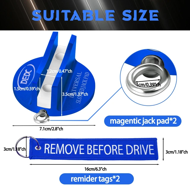 Alt view image 2 of 7 - 2Pcs Blue Universal Aluminum Magnetic Grooved Pinch Weld Jack Pad Frame Rail Jack Pad Adapter for Tire Changes and Oil Changes, Fits Pickup Car Sedan MPV Wagon, DIY Mechanics Home Garages