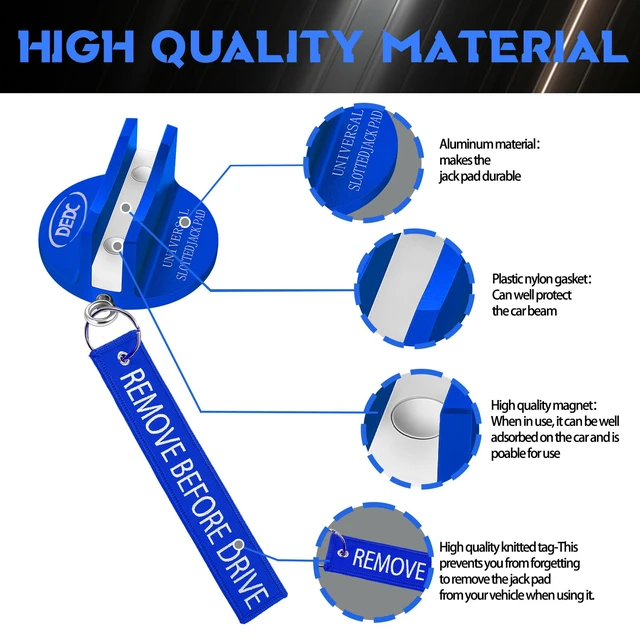 Alt view image 4 of 7 - 2Pcs Blue Universal Aluminum Magnetic Grooved Pinch Weld Jack Pad Frame Rail Jack Pad Adapter for Tire Changes and Oil Changes, Fits Pickup Car Sedan MPV Wagon, DIY Mechanics Home Garages