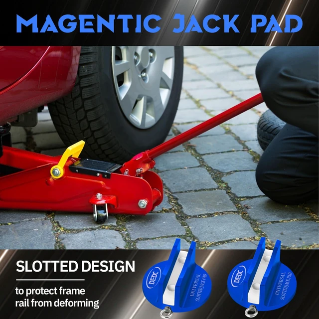Alt view image 6 of 7 - 2Pcs Blue Universal Aluminum Magnetic Grooved Pinch Weld Jack Pad Frame Rail Jack Pad Adapter for Tire Changes and Oil Changes, Fits Pickup Car Sedan MPV Wagon, DIY Mechanics Home Garages