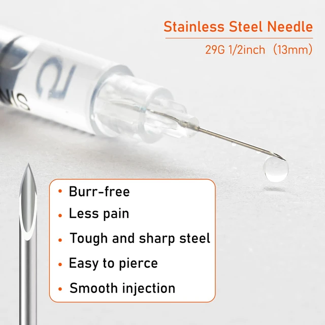 Alt view image 4 of 6 - Syringes 29Ga 0.5cc 1/2"(12.7mm)-Pack of 50