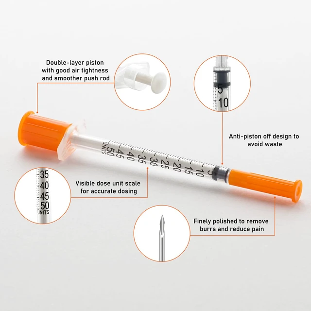 Alt view image 3 of 6 - Syringes 29Ga 0.5cc 1/2"(12.7mm)-Pack of 50