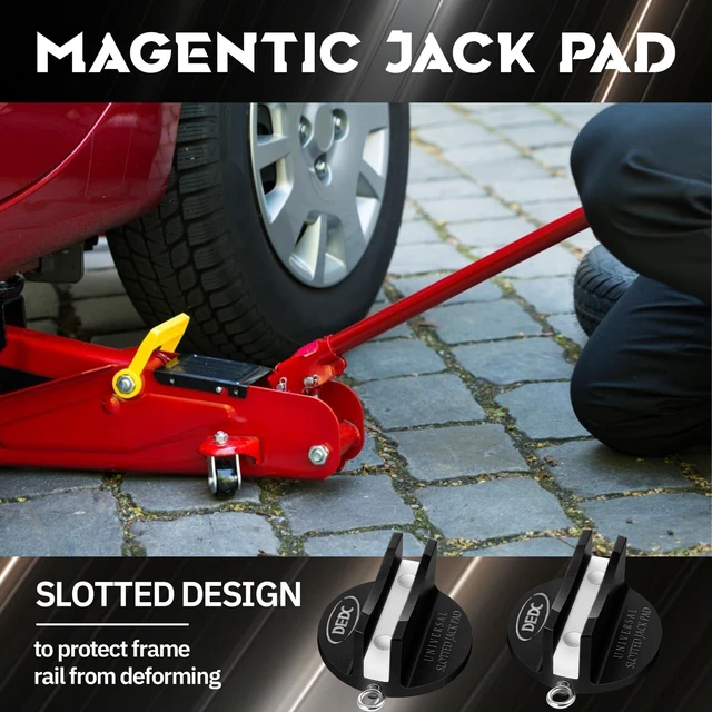 Alt view image 6 of 7 - 2Pcs Black Universal Aluminum Magnetic Grooved Pinch Weld Jack Pad Frame Rail Jack Pad Adapter for Tire Changes and Oil Changes, Fits Pickup Car Sedan MPV Wagon, DIY Mechanics Home Garages