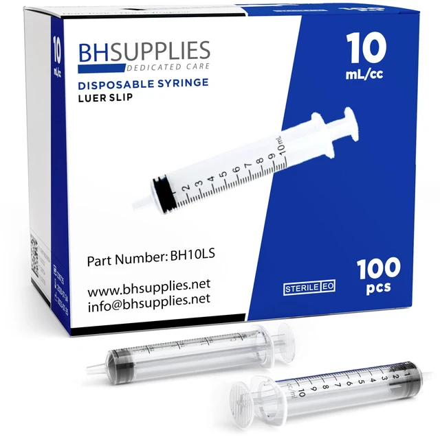 Main image of 10ml Luer Slip Tip Syringes (No Needle) - Sterile, Individually Wrapped - 100 Syringes
