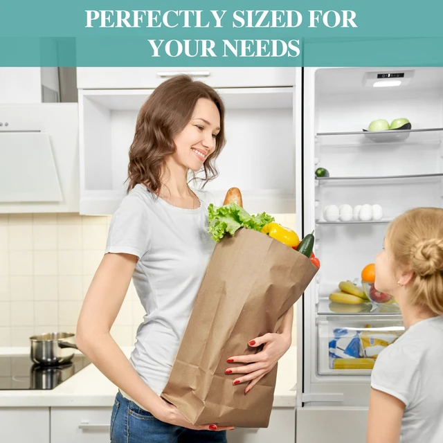 Alt view image 5 of 7 - 100 Count 57 LB Paper Grocery Bags, Large Brown Kraft Bags Bulk Heavy Duty Kraft Paper,Grocery Shopping,Restaurant Take Out,Retail Bags,Trash Yard Waste,Lawn Clean Up,Yard Waste Bags