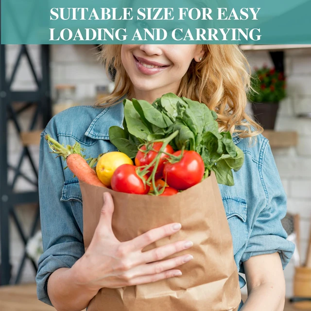 Alt view image 7 of 7 - 100 Count 57 LB Paper Grocery Bags, Large Brown Kraft Bags Bulk Heavy Duty Kraft Paper,Grocery Shopping,Restaurant Take Out,Retail Bags,Trash Yard Waste,Lawn Clean Up,Yard Waste Bags