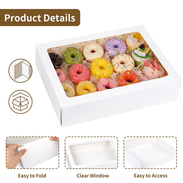 Alt view image 4 of 7 - 6pcs 19x14x4In Large Half Sheet Cake Boxes with Thick Cake Boards Clear Window, White Rectangle Bakery Boxes for Cake Pastry Baking, Cupcake, Muffins, Pie