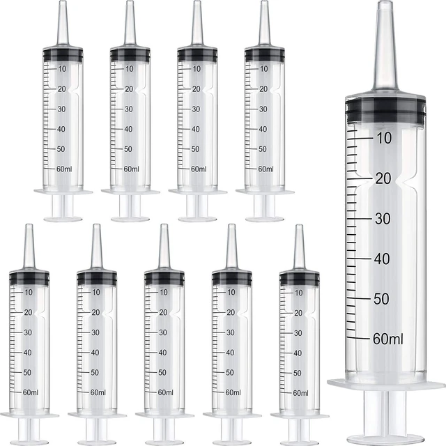 Main image of 10 Pack Plastic Syringes Without Needle for Epoxy Resin,60 Ml Measuring Syringe for Precise Measuring, Epoxy Applicator in Resin Crafts Labs Pet Feeding Oil Glue liquid Dispensing