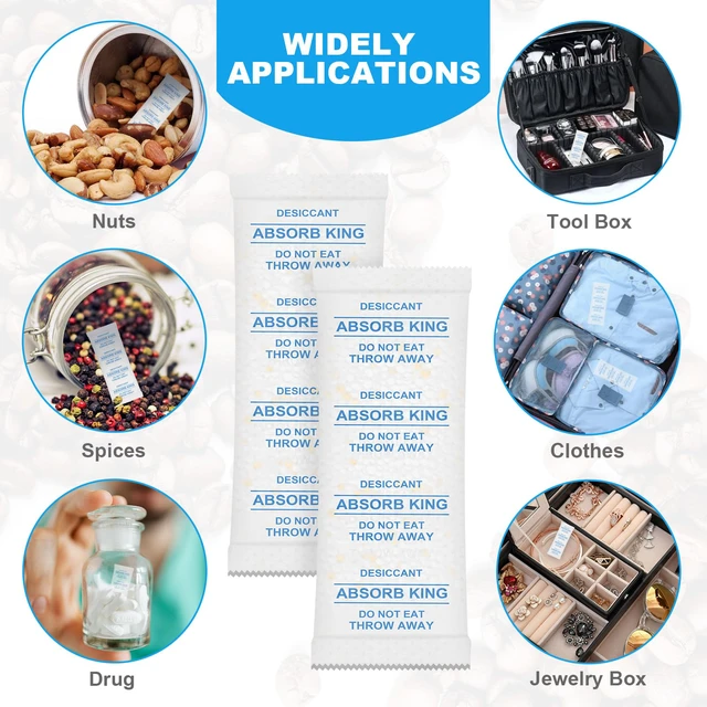 Alt view image 6 of 7 - Silica Gel Packets 500 Packs 5 Gram Moisture Absorbers Food Grade Silica Packets, Premium Desiccant Packs for Storage, Color Indicating Desiccant for Spices, Jewelry, Shoes, Electronics, Tool Box