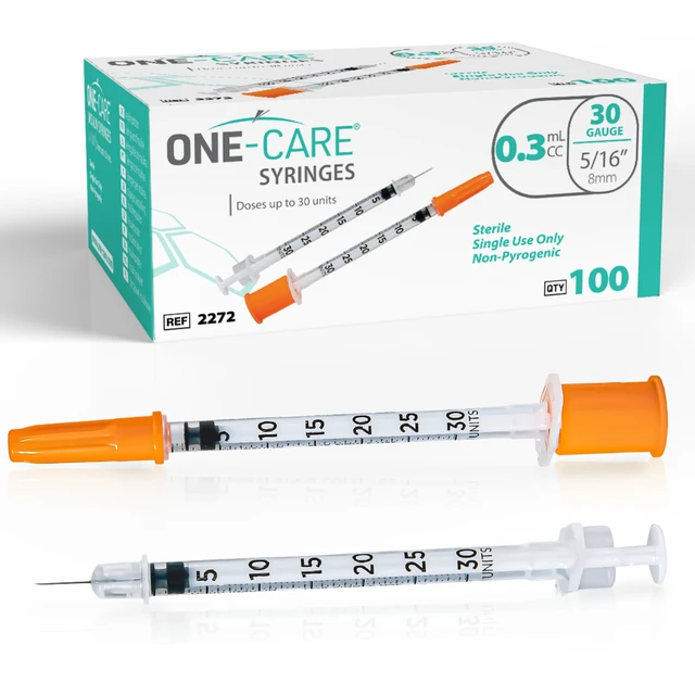 Alt view image 5 of 7 - Syringe 0.3 ml/cc, 30G x 5/16" (8mm), Orange Cap, 100pcs/box Fine Tip, Home & Lab Use, Clear Barrel, Bold Scale, Smooth Plunger Movement with back-end stopper, Leak-Proof Design