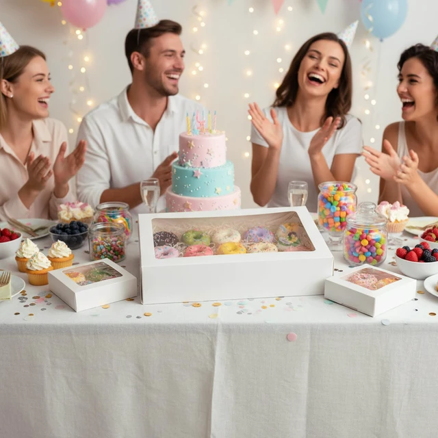 Alt view image 7 of 7 - 6pcs 19x14x4In Large Half Sheet Cake Boxes with Thick Cake Boards Clear Window, White Rectangle Bakery Boxes for Cake Pastry Baking, Cupcake, Muffins, Pie