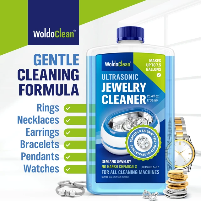 Alt view image 2 of 7 - Ultrasonic Jewelry Cleaner Solution - Liquid Concentrate 8 Gal Silver polish, tarnish remover for gold ring, diamond, sterling, platinum