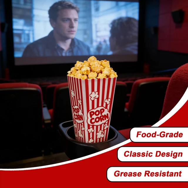 Alt view image 3 of 5 - 20 Pack Plastic Popcorn Containers, Reusable Popcorn Boxes 7.5" Tall and 3.6" Square Popcorn Buckets, For Popcorn Machine, Movie Night, Party, Carnival, Home, Concessions