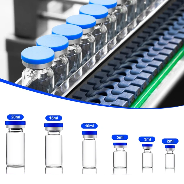 Alt view image 7 of 7 - 3ml Sealed Sterile Glass Empty Vials for Injection, 50 Pack Peptide Vial with Self Healing Injection Port and Plastic-Aluminum Flip Caps