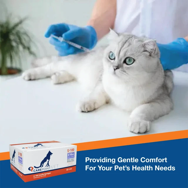 Alt view image 5 of 6 - U-100 Pet Insulin Syringes, 31G x 5/16" 3/10cc, Comfortable Injection, Bold Permanent Markings for Accurate Dosage, Disposable, Box of 100