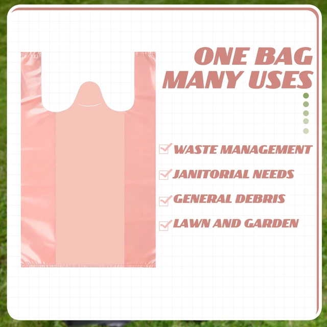 Alt view image 4 of 6 - Jumbo Size Plastic T Shirt Bags, 25" X 15", Pink, 400 Count 35 Mic, Large Plain Plastic T Shirt Grocery Bags with Handles, Thick and Heavy Duty