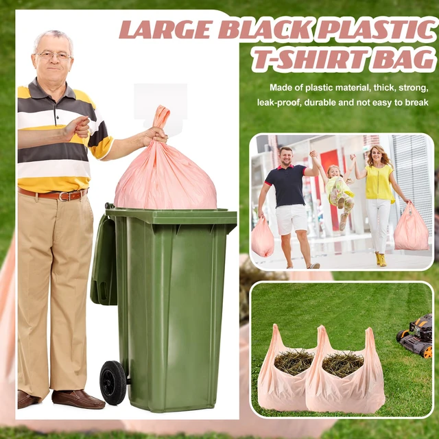 Alt view image 5 of 6 - Jumbo Size Plastic T Shirt Bags, 25" X 15", Pink, 400 Count 35 Mic, Large Plain Plastic T Shirt Grocery Bags with Handles, Thick and Heavy Duty