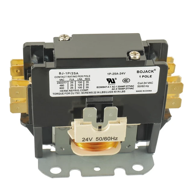 Alt view image 2 of 6 - 1 Poles FLA 25 Amp Coil 24 VAC Air Conditioner Condenser Compressor Contactor AC Definite Purpose Contactor