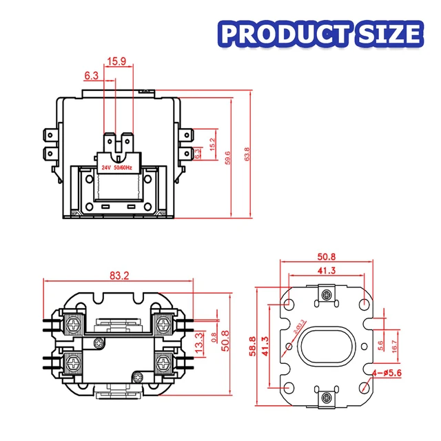 Alt view image 4 of 6 - 1 Poles FLA 25 Amp Coil 24 VAC Air Conditioner Condenser Compressor Contactor AC Definite Purpose Contactor
