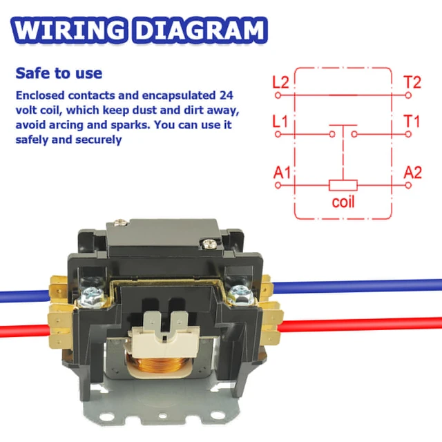 Alt view image 6 of 6 - 1 Poles FLA 25 Amp Coil 24 VAC Air Conditioner Condenser Compressor Contactor AC Definite Purpose Contactor