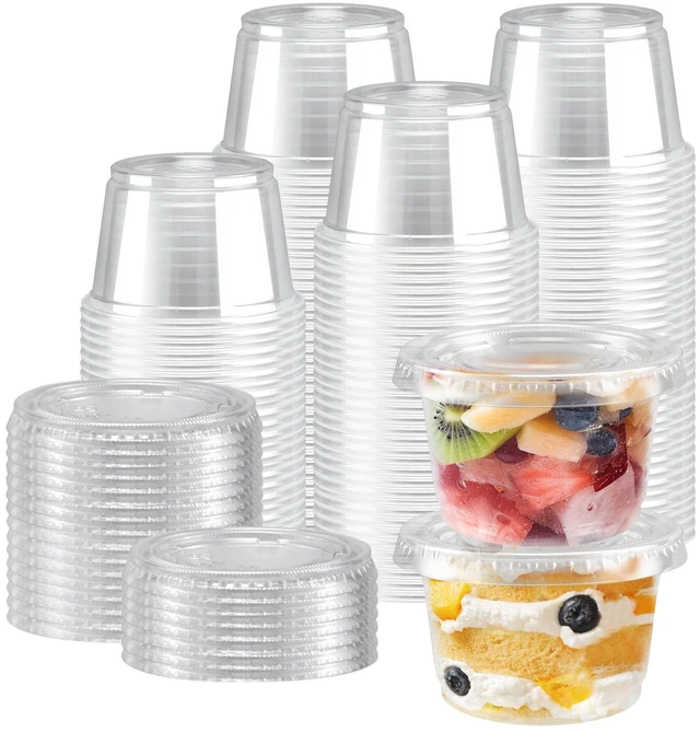 Main image of 360 Pack 4 oz Condiment Containers with Lids, Disposable Sauce Cups Clear Plastic Condiment & Jello Shot Cups, Small Portion Souffle Cups for Dipping Sauce, Salad Dressing, Jello & Takeout