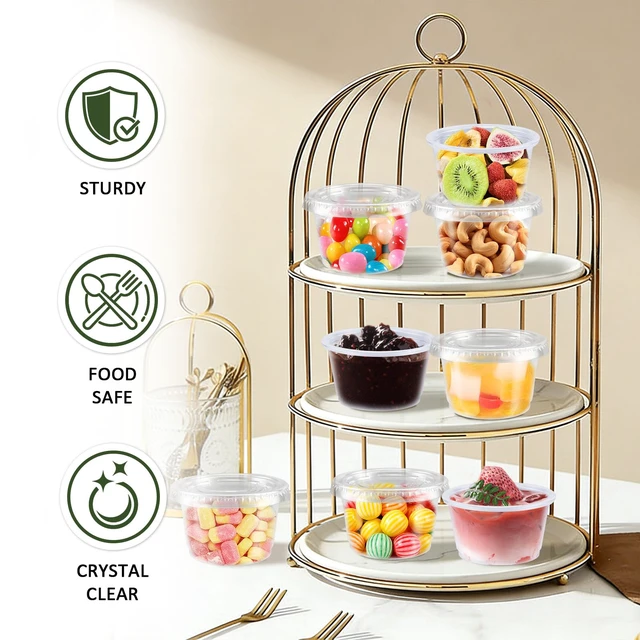 Alt view image 4 of 7 - 360 Pack 4 oz Condiment Containers with Lids, Disposable Sauce Cups Clear Plastic Condiment & Jello Shot Cups, Small Portion Souffle Cups for Dipping Sauce, Salad Dressing, Jello & Takeout