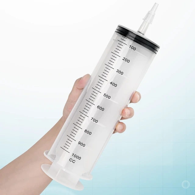 Alt view image 2 of 7 - 1000ml/cc Syringes with Tube 40 Inch Handy Plastic Tubing and Adapter Tip for Liquid, Refilling Measuring, Dispensing Watering, Plant Irrigation, Feeding Pets, Oil or Glue Applicator