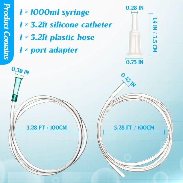 Alt view image 4 of 7 - 1000ml/cc Syringes with Tube 40 Inch Handy Plastic Tubing and Adapter Tip for Liquid, Refilling Measuring, Dispensing Watering, Plant Irrigation, Feeding Pets, Oil or Glue Applicator