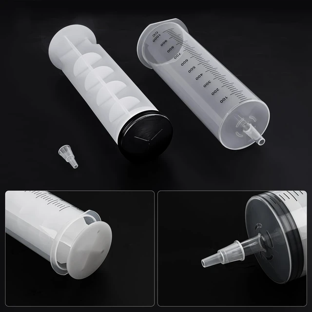 Alt view image 6 of 7 - 1000ml/cc Syringes with Tube 40 Inch Handy Plastic Tubing and Adapter Tip for Liquid, Refilling Measuring, Dispensing Watering, Plant Irrigation, Feeding Pets, Oil or Glue Applicator