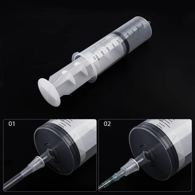 Alt view image 5 of 7 - 1000ml/cc Syringes with Tube 40 Inch Handy Plastic Tubing and Adapter Tip for Liquid, Refilling Measuring, Dispensing Watering, Plant Irrigation, Feeding Pets, Oil or Glue Applicator